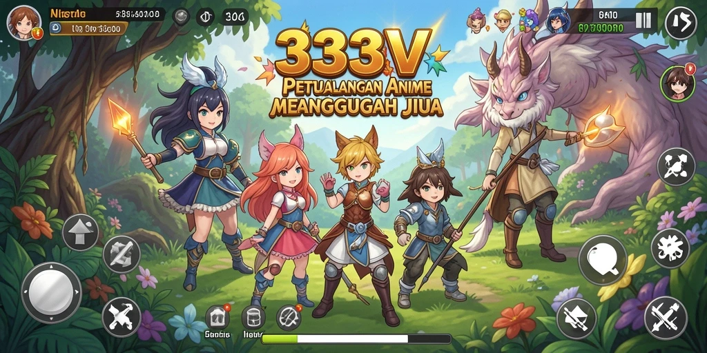 Screenshot dari gameplay seru 333V dengan karakter Anime yang beraksi.