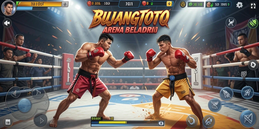 Tampilan aksi seru dalam permainan Fighting BUJANGTOTO.