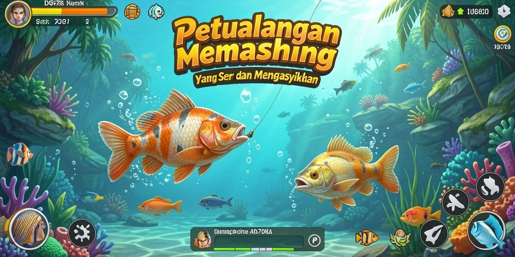 Gameplay ID6788 yang menarik dengan berbagai ikan dan lokasi memancing.