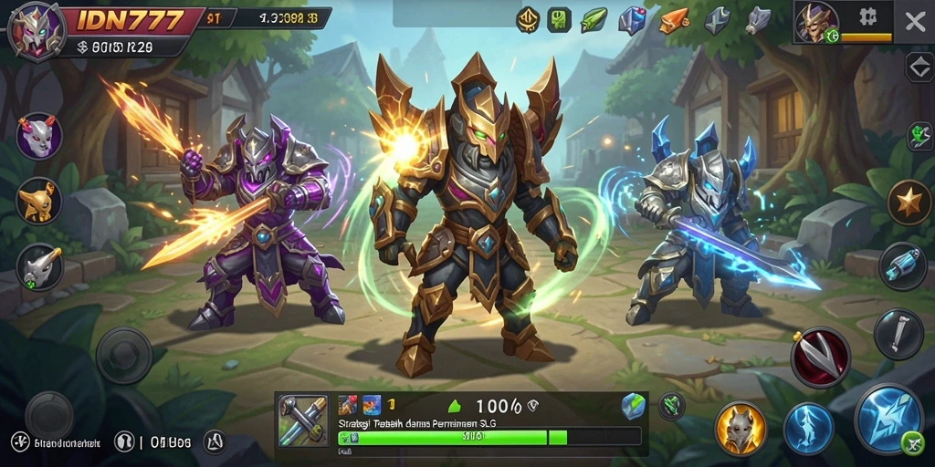 Tangkapan layar gameplay IDN777 yang menunjukkan pembangunan kerajaan SLG.