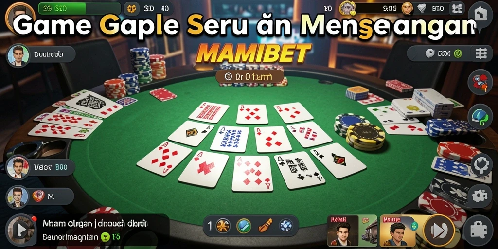 Tampilan gameplay seru MAMIBET yang menggambarkan permainan Gaple.