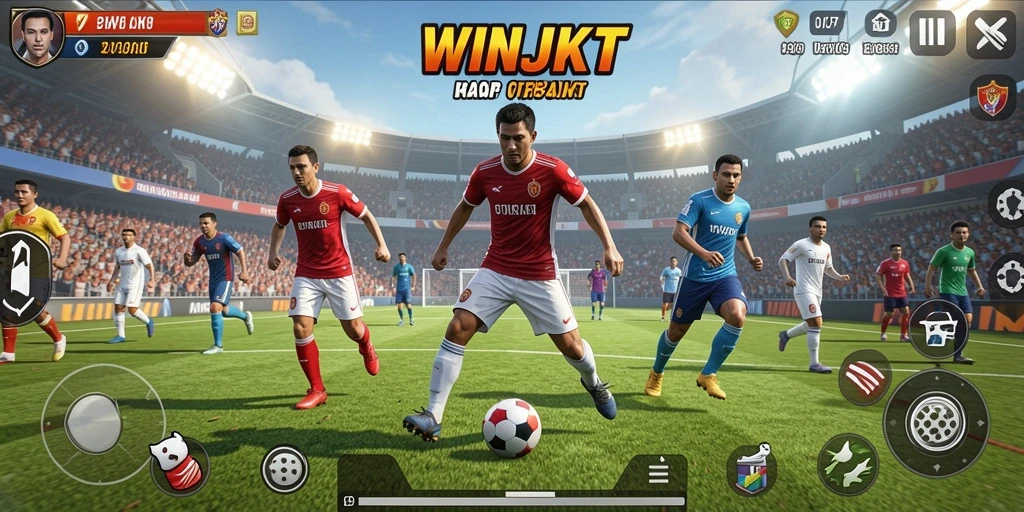 Tampilan utama gameplay <strong>WINJKT</strong> menampilkan aksi seru dan kompetisi olahraga.